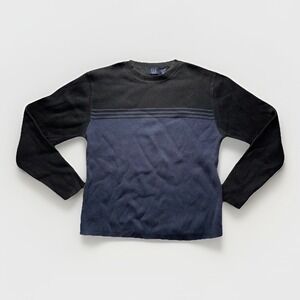 Vintage Gap Sweater Ribbed Cotton Crewneck Long Sleeve Pullover Blue Black Y2k L